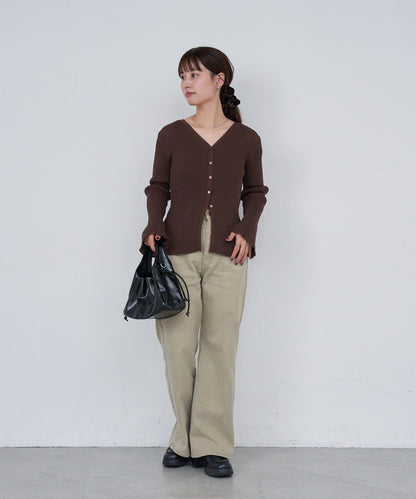 Kastane B 後腰帶斜紋直筒褲