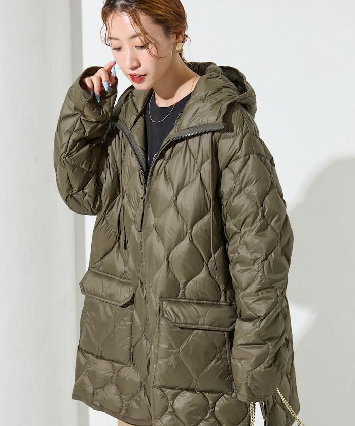 特別款連帽中長款輕柔羽絨服