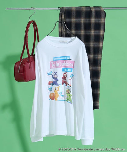 天線寶寶復古前印花長袖T恤