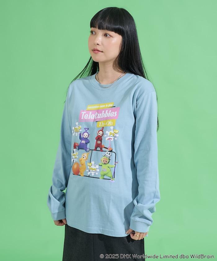 天線寶寶復古前印花長袖T恤