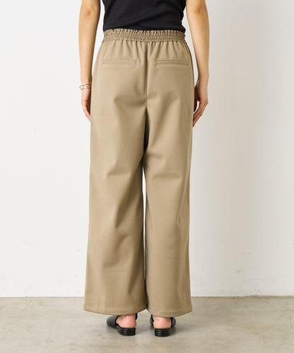 暖感緞面拼接休閒褲