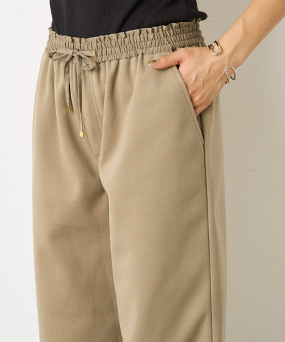 暖感緞面拼接休閒褲