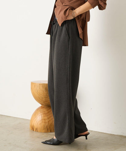 暖感緞面拼接休閒褲