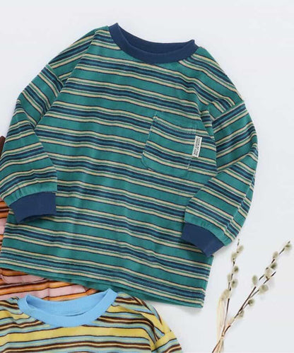 天鵝絨條紋長袖T恤