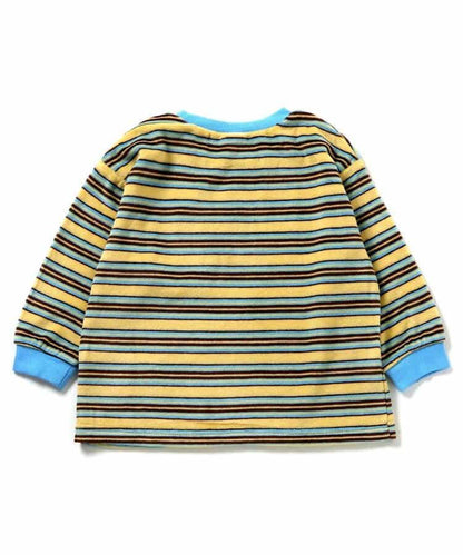 天鵝絨條紋長袖T恤