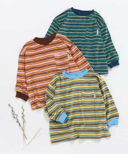 天鵝絨條紋長袖T恤