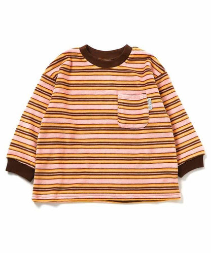 天鵝絨條紋長袖T恤