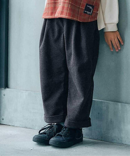 羊毛感寬鬆褶皺長褲 10分丈