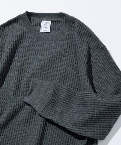 大格子紋圓領保暖內衣