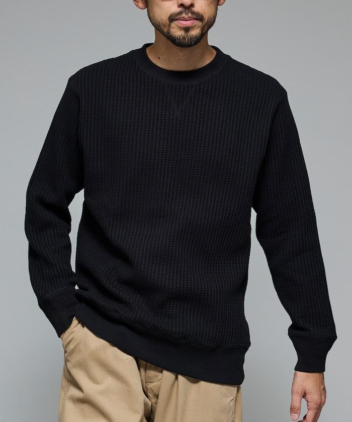 大格子紋圓領保暖內衣