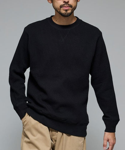 大格子紋圓領保暖內衣