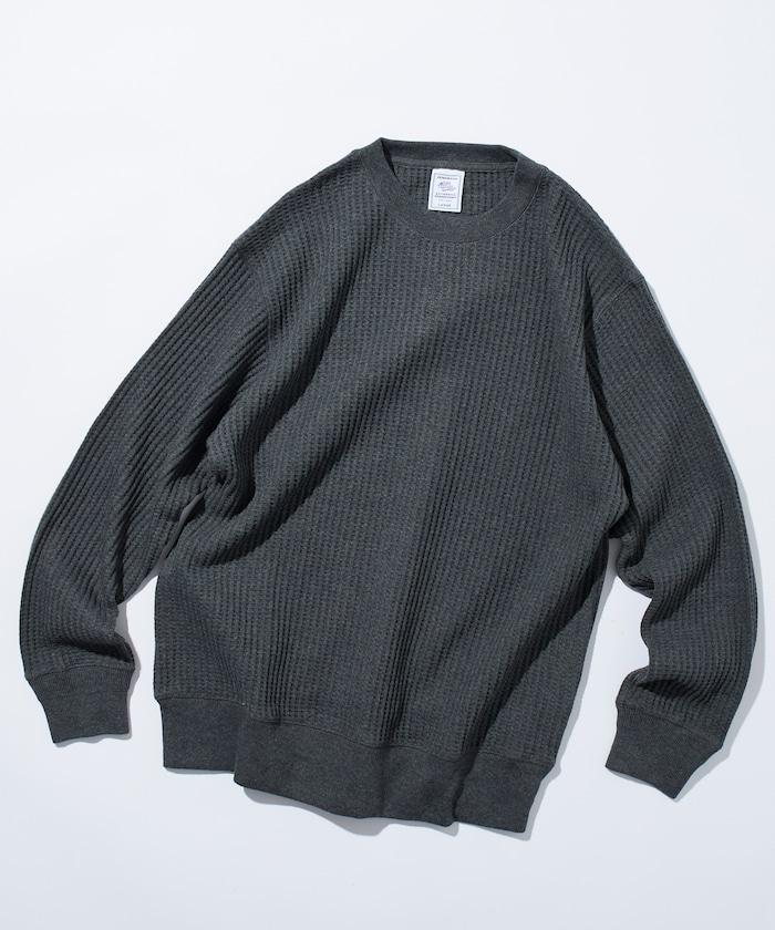 大格子紋圓領保暖內衣