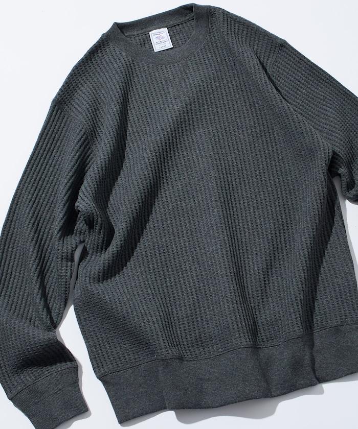 大格子紋圓領保暖內衣