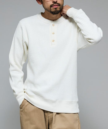 大格子華夫格亨利領保暖內衣