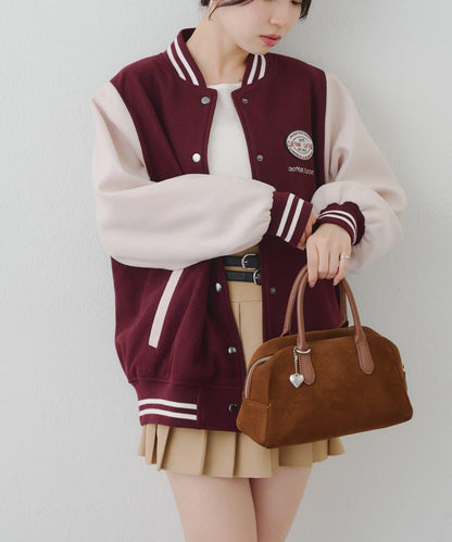 秋季混搭造型定番【RMAF】背部標誌拼色棒球夾克