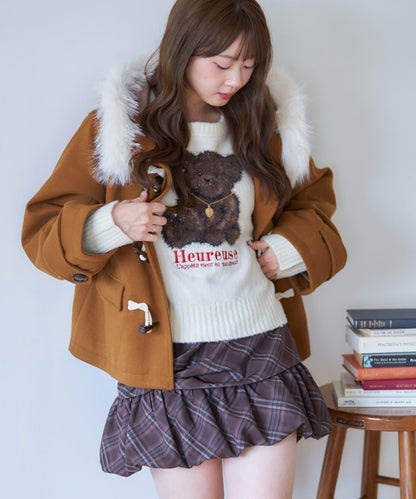 【RMAF】帶毛絨裝飾牛角扣大衣