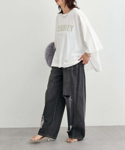 【LARUTA】側開叉寬鬆T恤