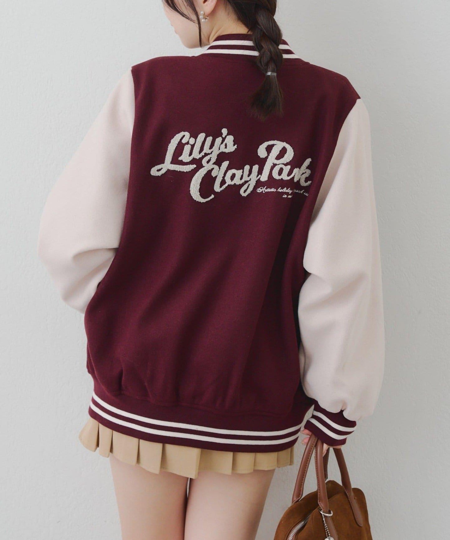 秋季混搭造型定番【RMAF】背部標誌拼色棒球夾克