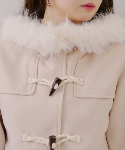 【RMAF】帶毛絨裝飾牛角扣大衣