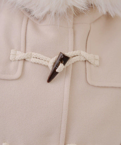 【RMAF】帶毛絨裝飾牛角扣大衣