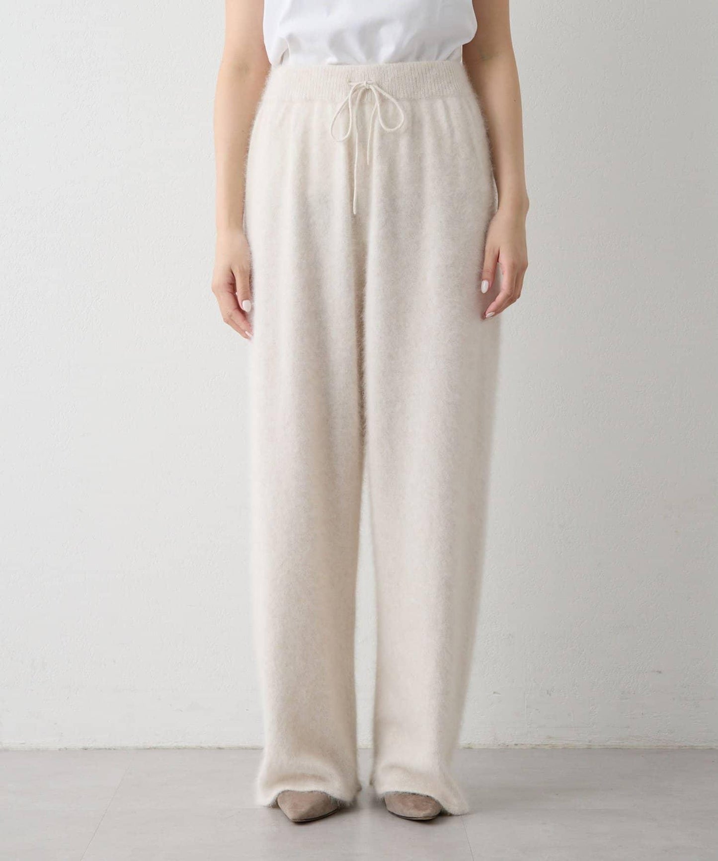 【THE PAUSE】仿毛針織抽繩長褲