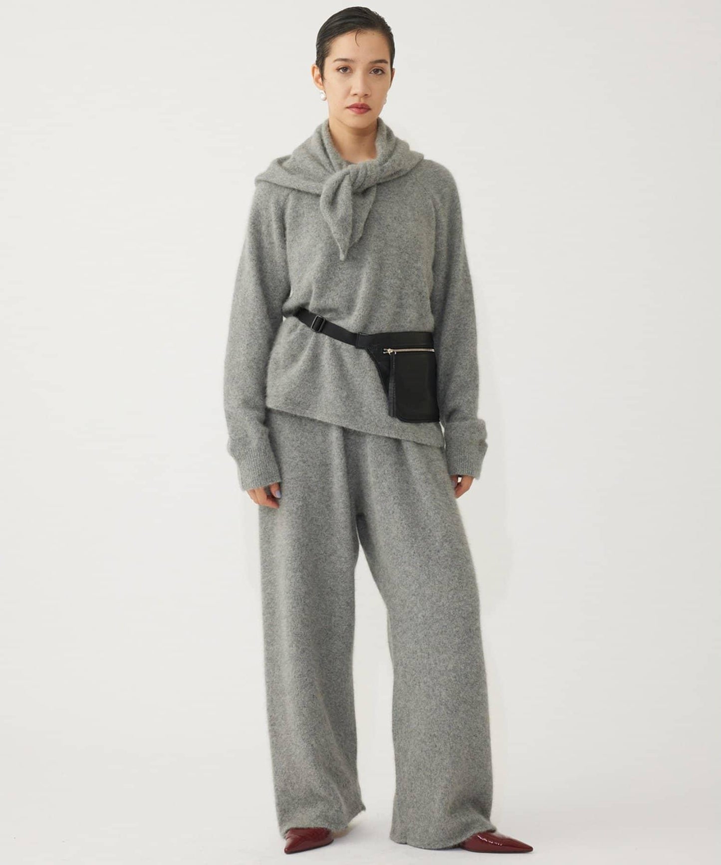 【THE PAUSE】仿毛針織抽繩長褲