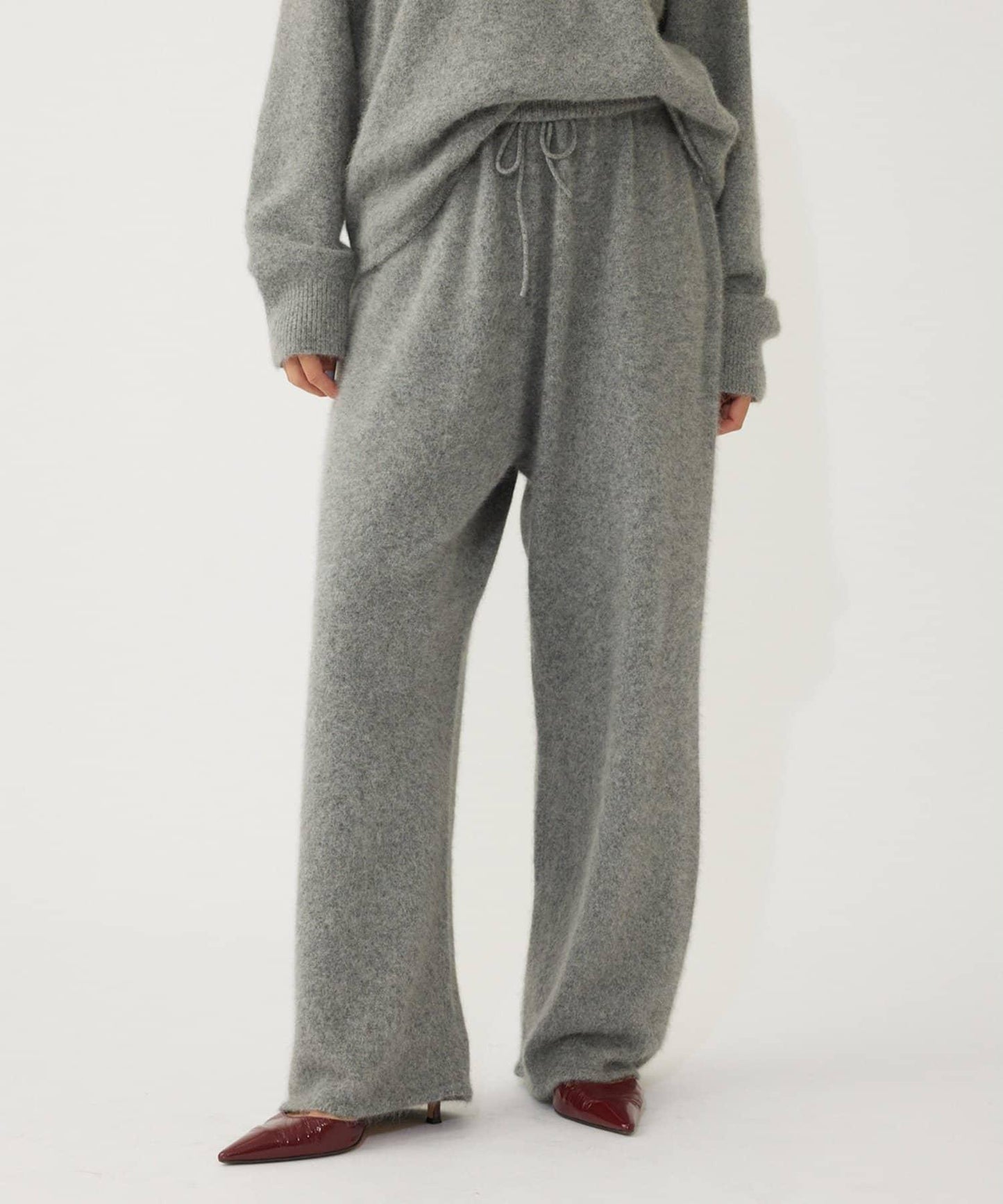 【THE PAUSE】仿毛針織抽繩長褲