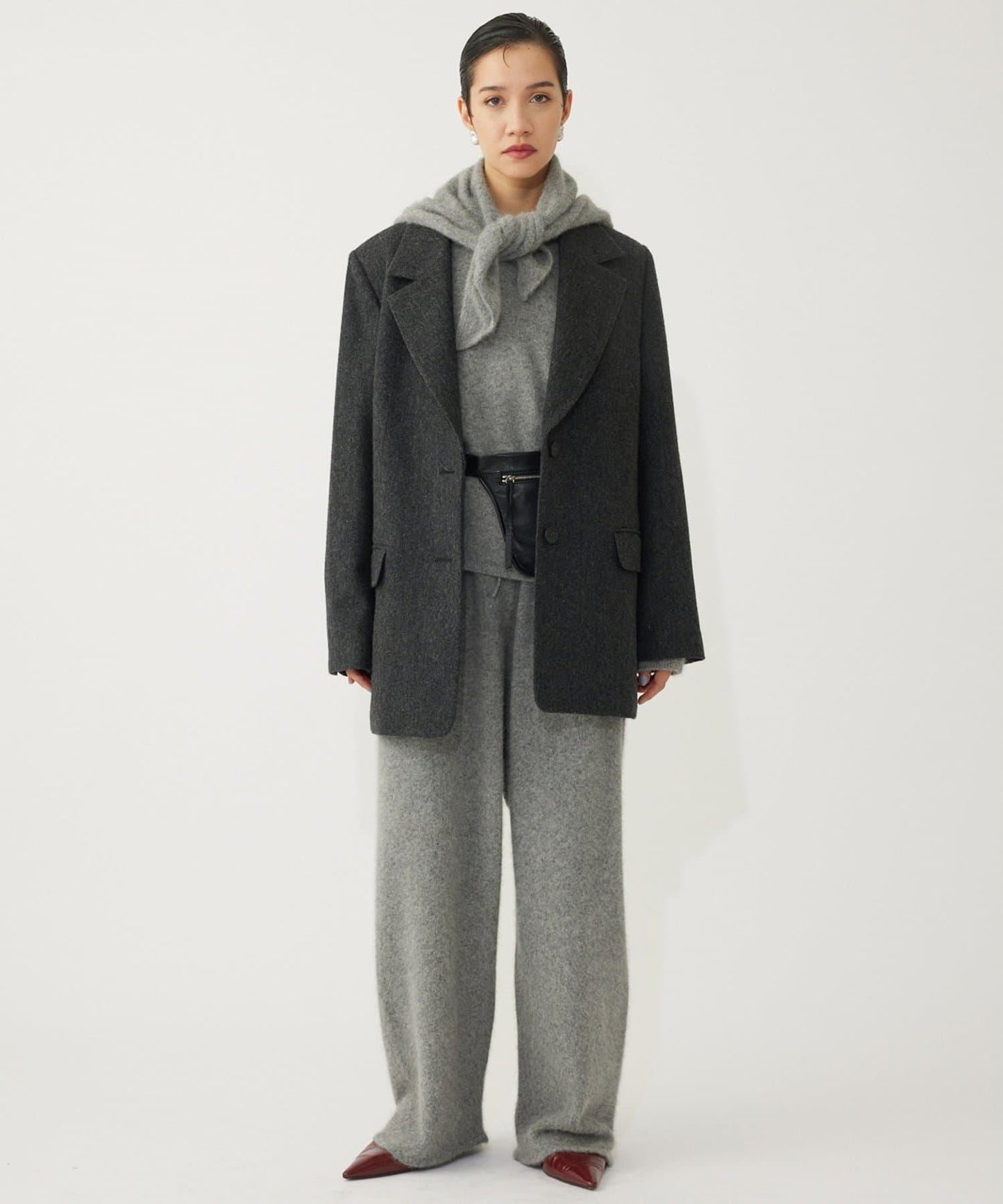 【THE PAUSE】仿毛針織抽繩長褲