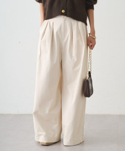 休閒腰帶褶皺長褲