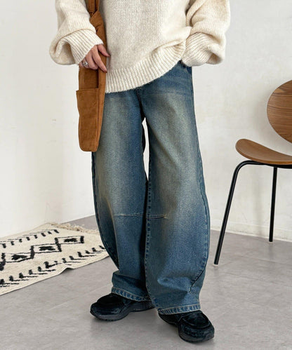 內加絨桶型牛仔褲