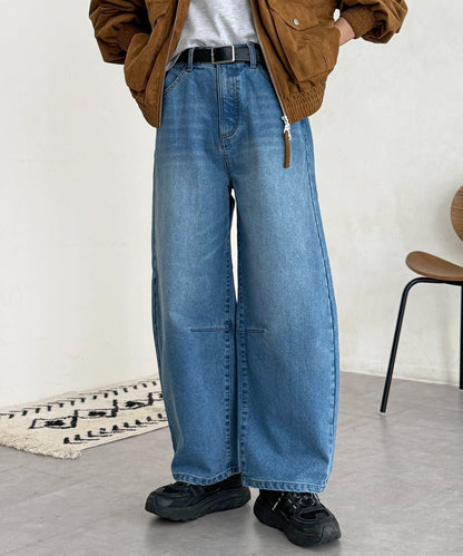 內加絨桶型牛仔褲