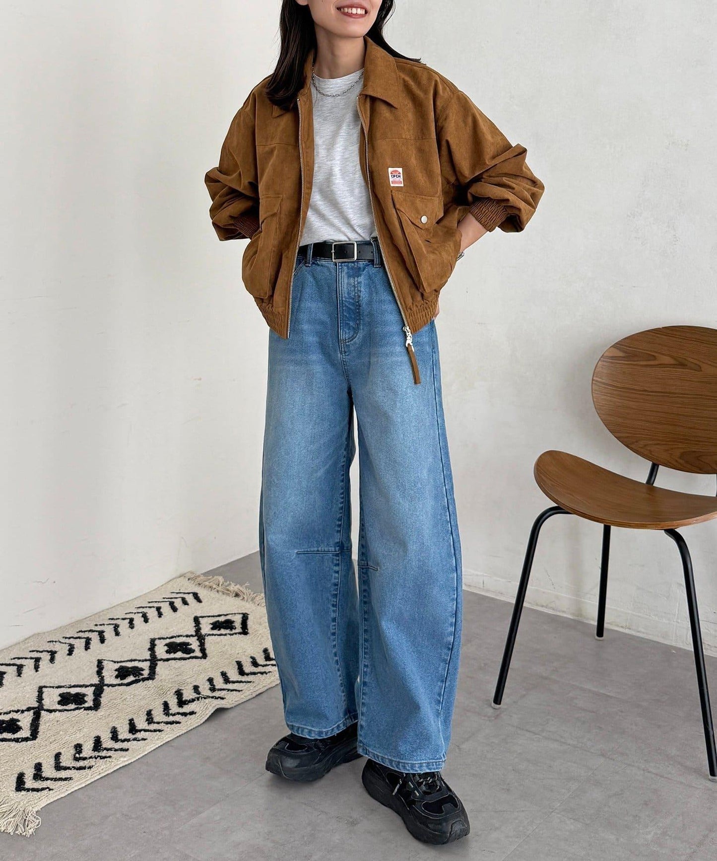 內加絨桶型牛仔褲