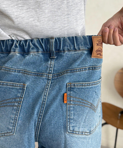 內加絨桶型牛仔褲