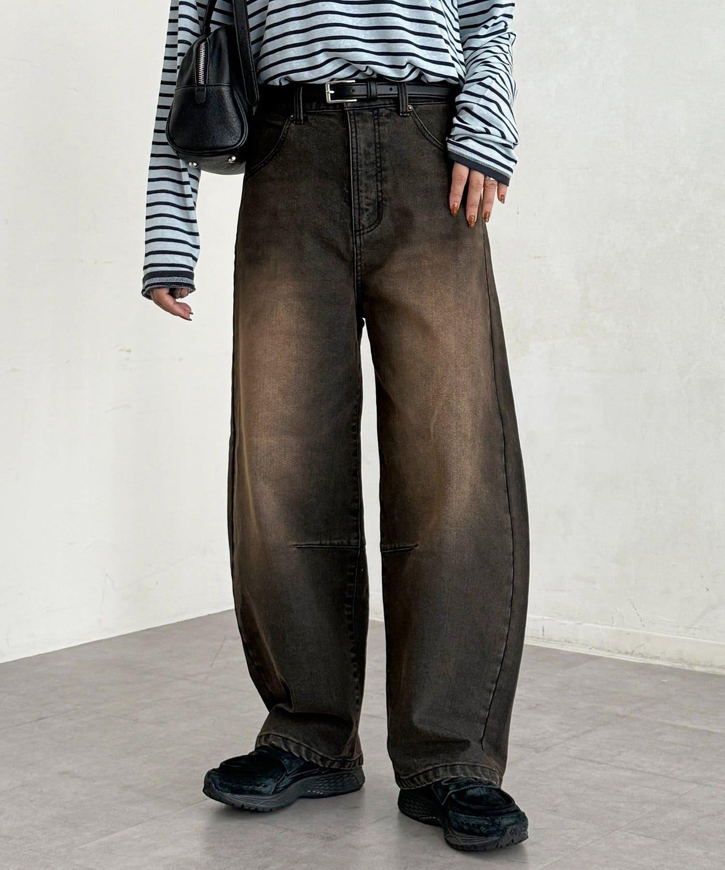 內加絨桶型牛仔褲