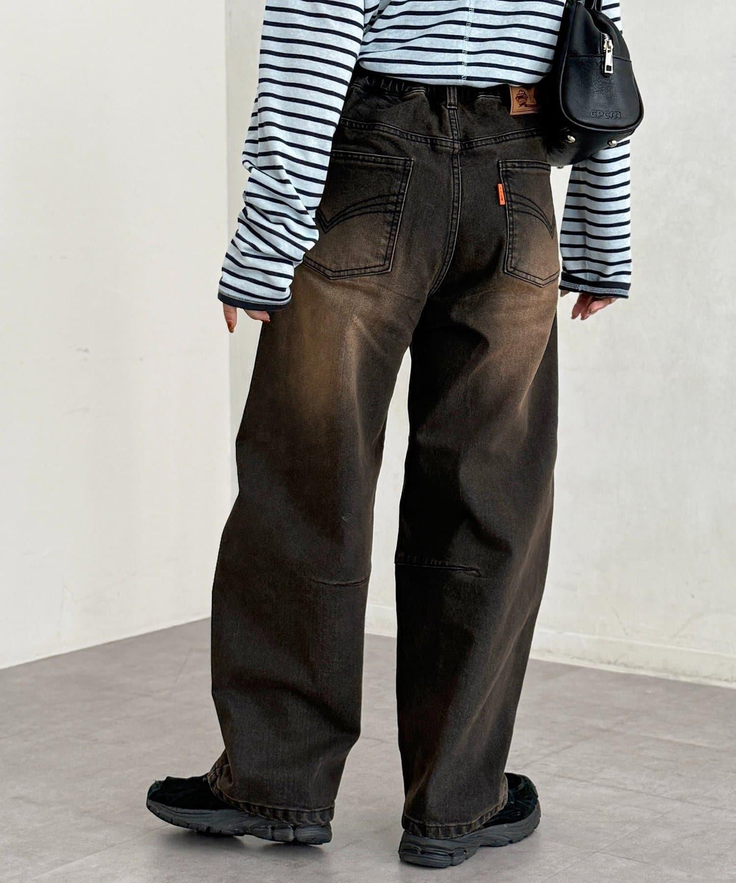 內加絨桶型牛仔褲