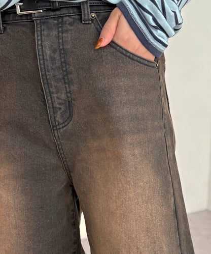 內加絨桶型牛仔褲