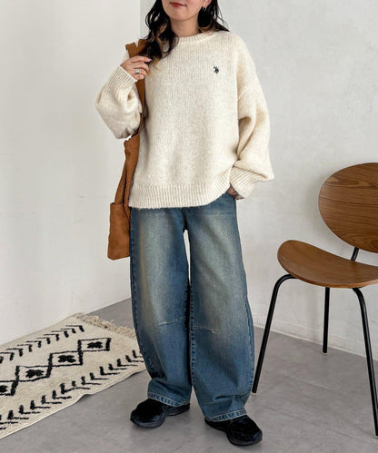 內加絨桶型牛仔褲