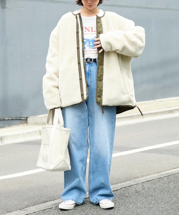 特別款可雙面穿羊羔絨拼接菱格無領羽絨服【限量】