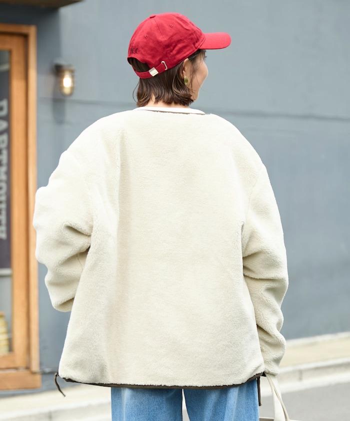 特別款可雙面穿羊羔絨拼接菱格無領羽絨服【限量】