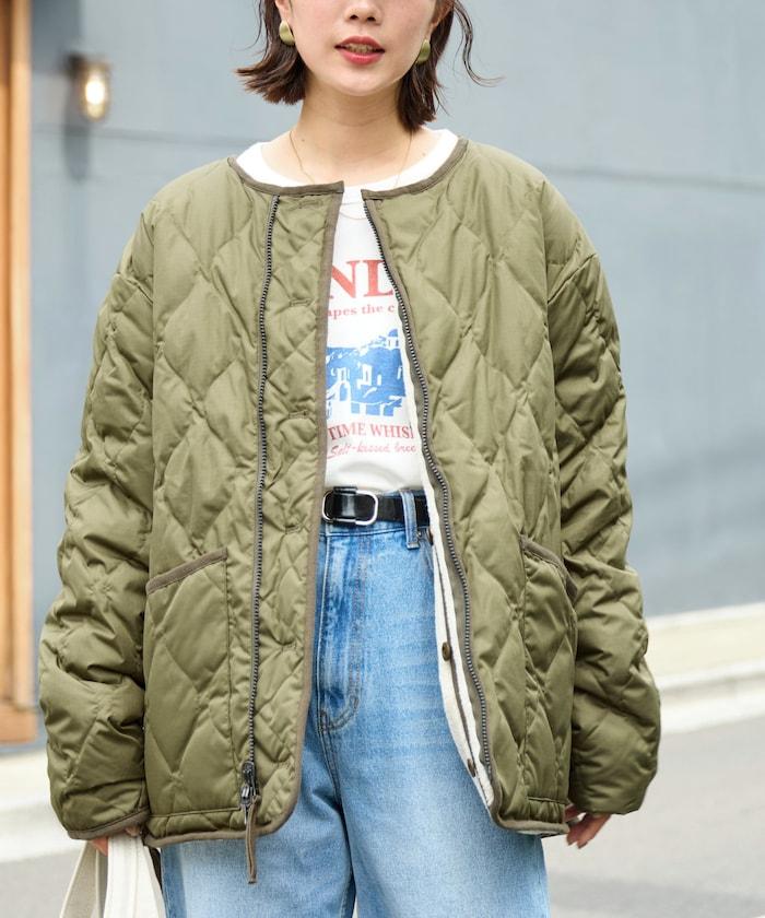 特別款可雙面穿羊羔絨拼接菱格無領羽絨服【限量】