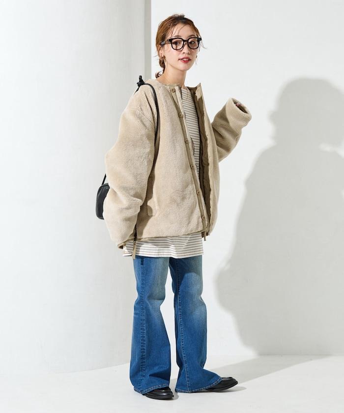 特別款可雙面穿羊羔絨拼接菱格無領羽絨服【限量】