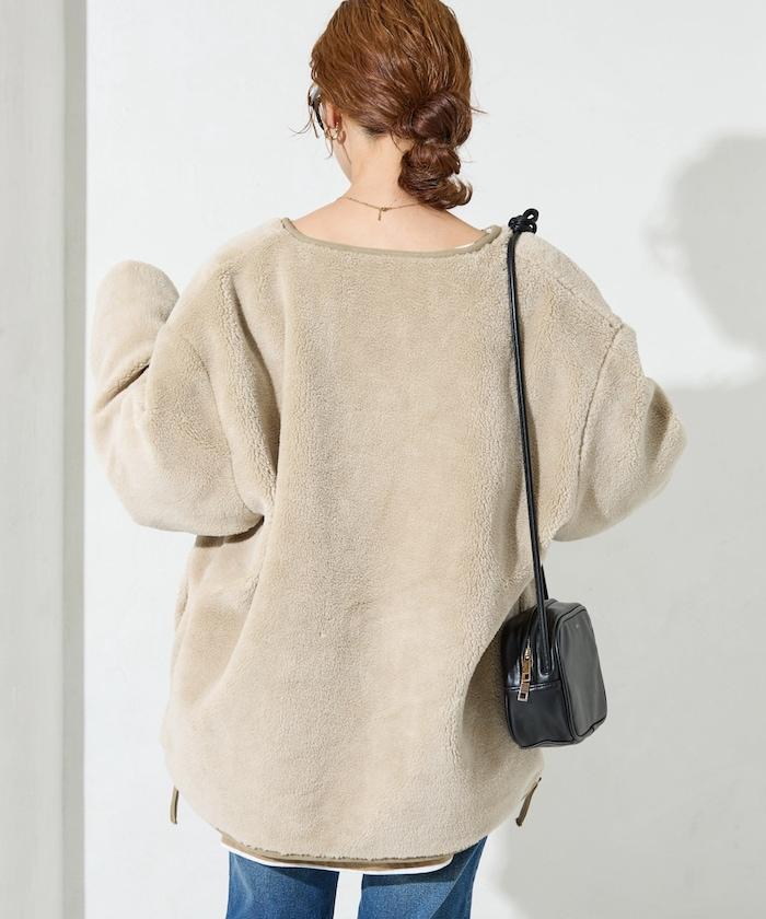 特別款可雙面穿羊羔絨拼接菱格無領羽絨服【限量】