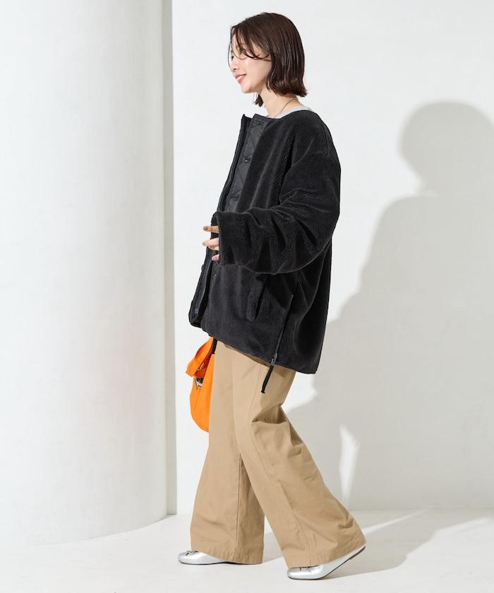 特別款可雙面穿羊羔絨拼接菱格無領羽絨服【限量】