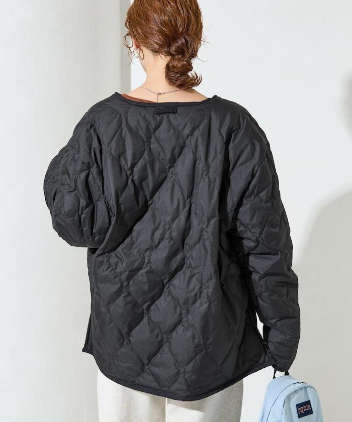 特別款可雙面穿羊羔絨拼接菱格無領羽絨服【限量】