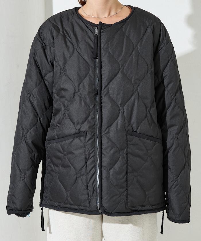 特別款可雙面穿羊羔絨拼接菱格無領羽絨服【限量】