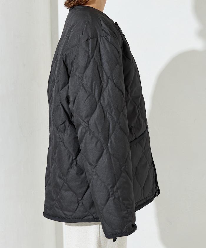 特別款可雙面穿羊羔絨拼接菱格無領羽絨服【限量】
