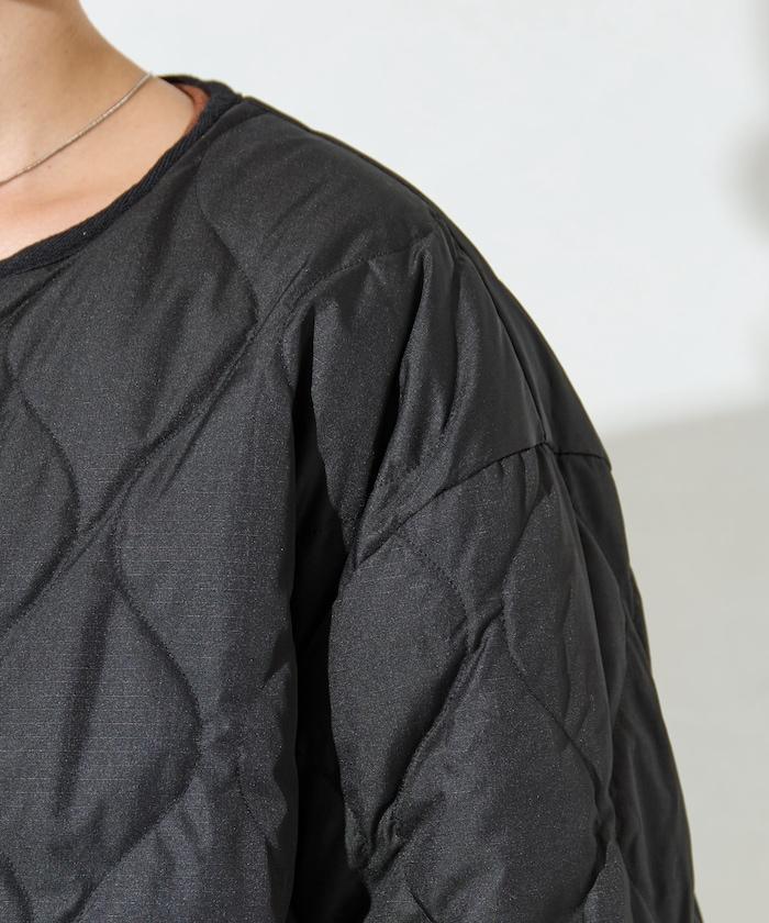 特別款可雙面穿羊羔絨拼接菱格無領羽絨服【限量】