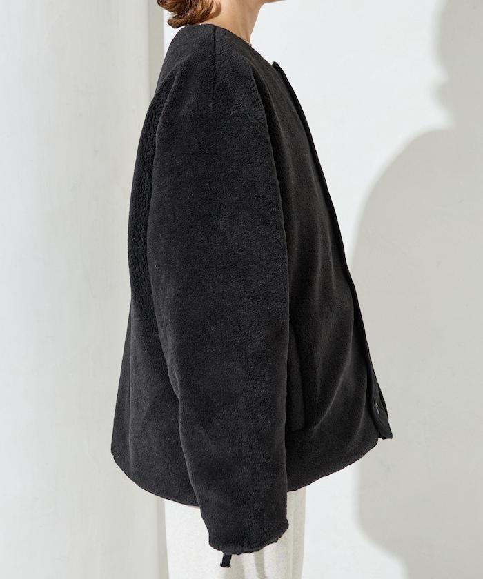 特別款可雙面穿羊羔絨拼接菱格無領羽絨服【限量】