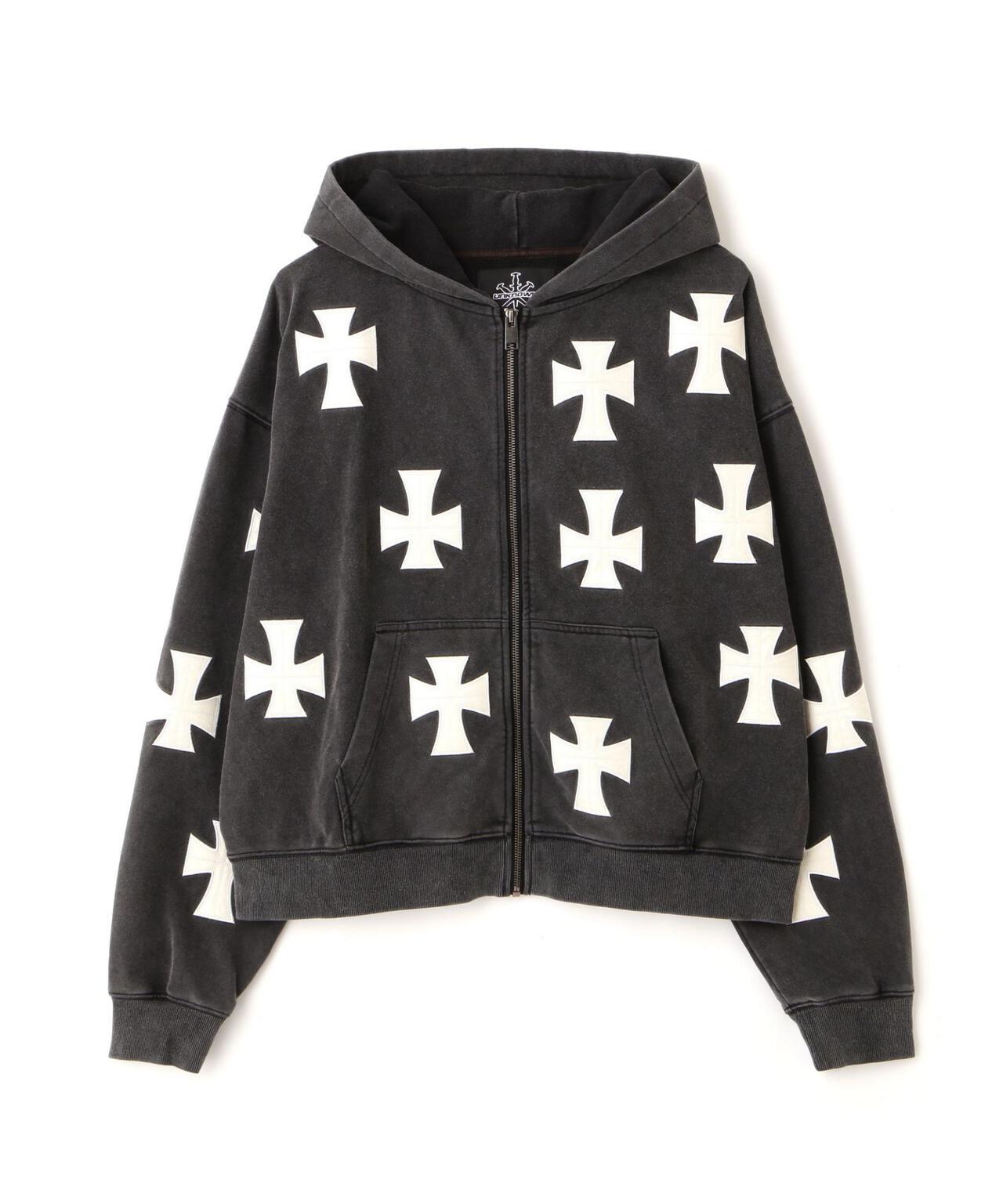 UNKNOWNLONDON/アンノウンロンドン/【LHP限定】皮革十字拉鍊連帽衛衣