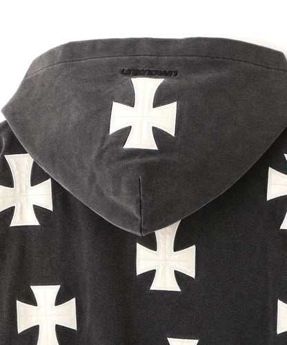 UNKNOWNLONDON/アンノウンロンドン/【LHP限定】皮革十字拉鍊連帽衛衣
